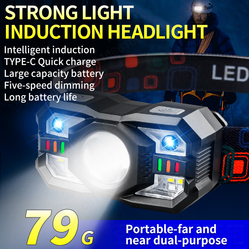 Running Headlamp - LED İndüksiyonlu Kafa Lambası USB Şarjlı