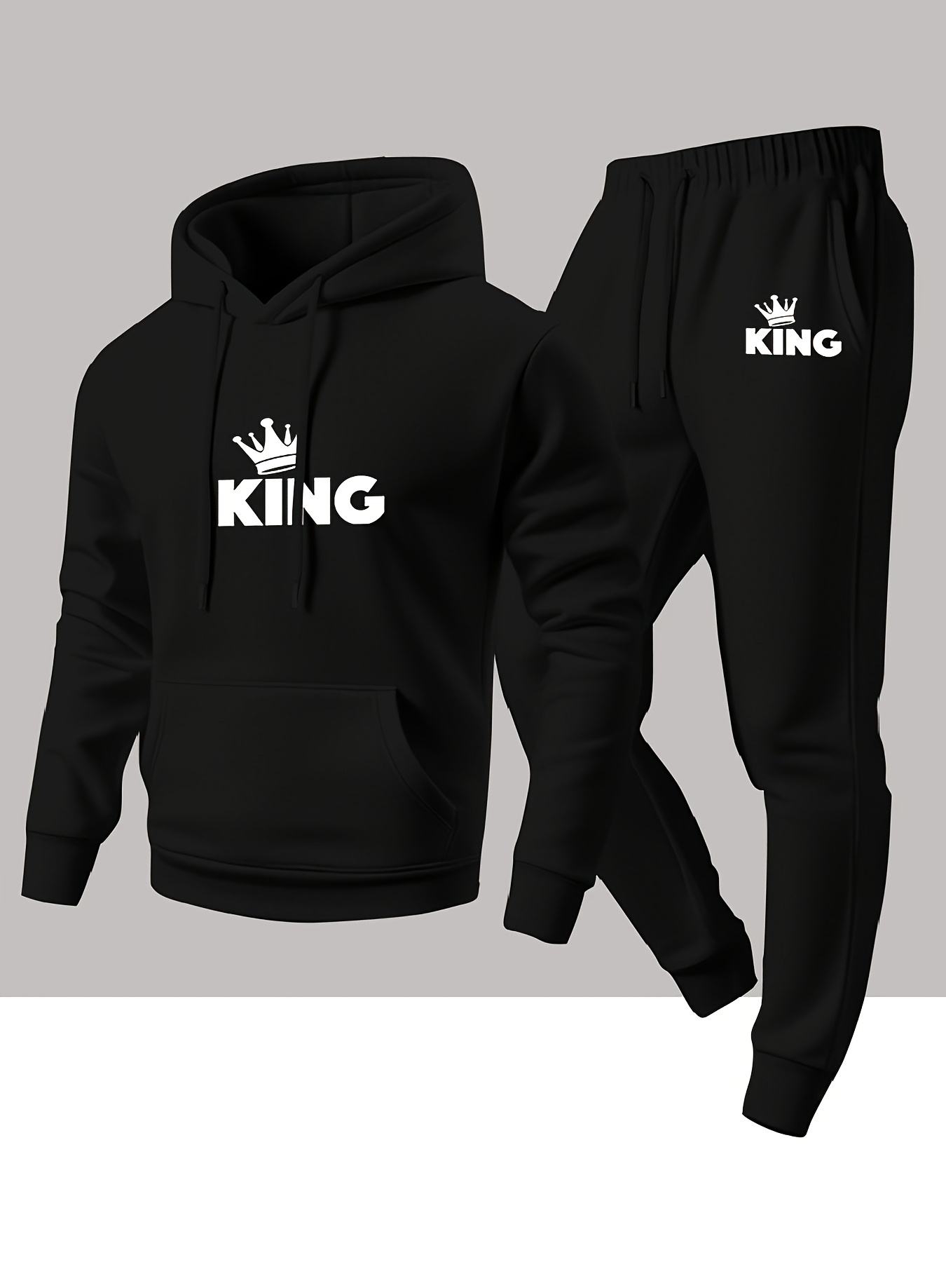 Joggers Pants - 2026Men KING Isı Transfer Baskılı Kapüşonlu