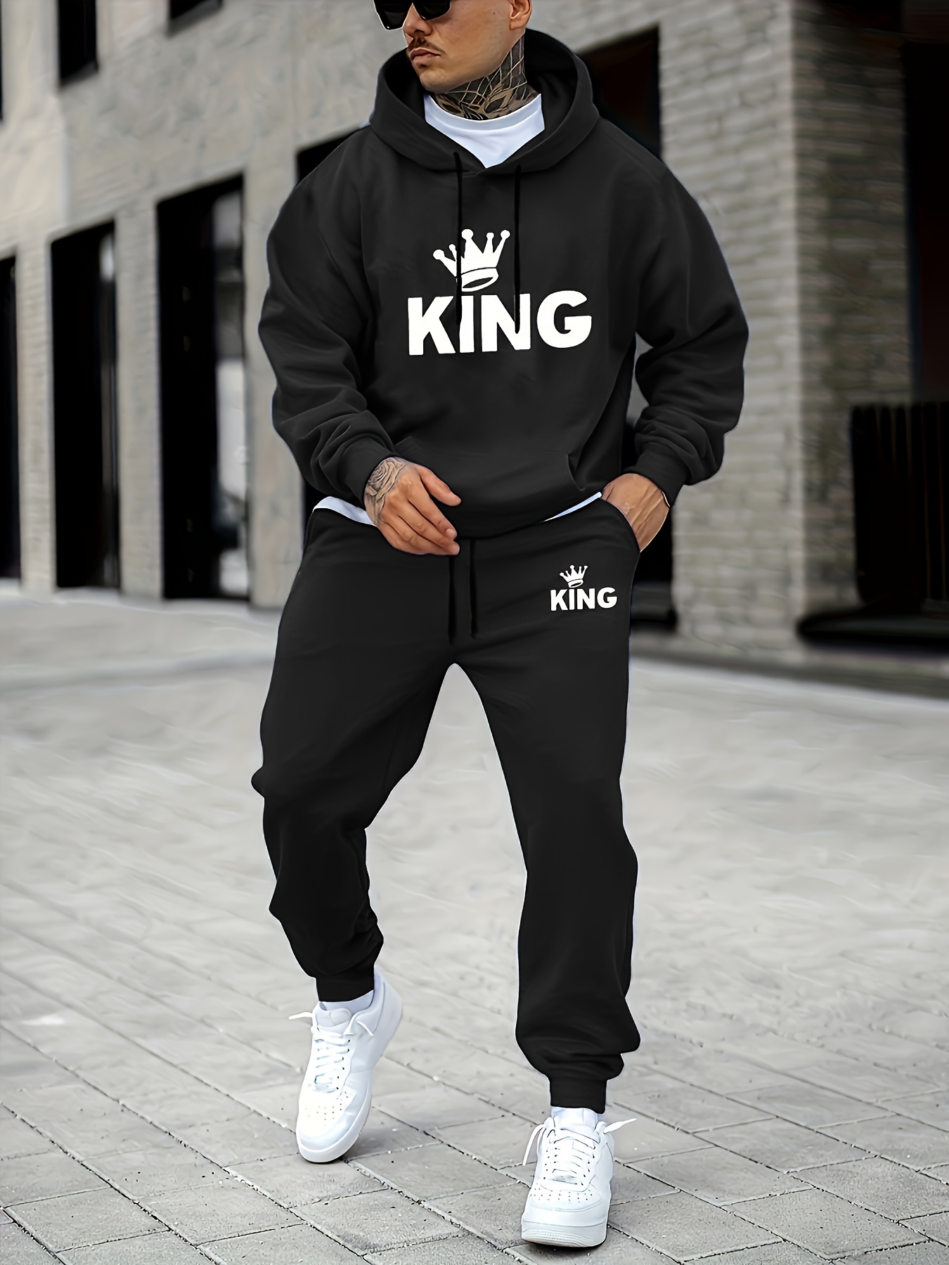 Joggers Pants - Erkek KING Taç Baskılı Eşofman Takımı