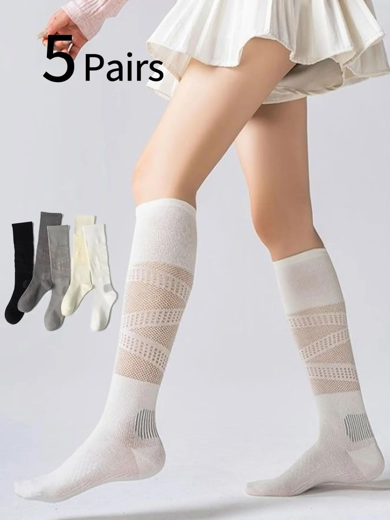 Sports Socks - 5 Çift Kadın Spor Çorabı, Atletik