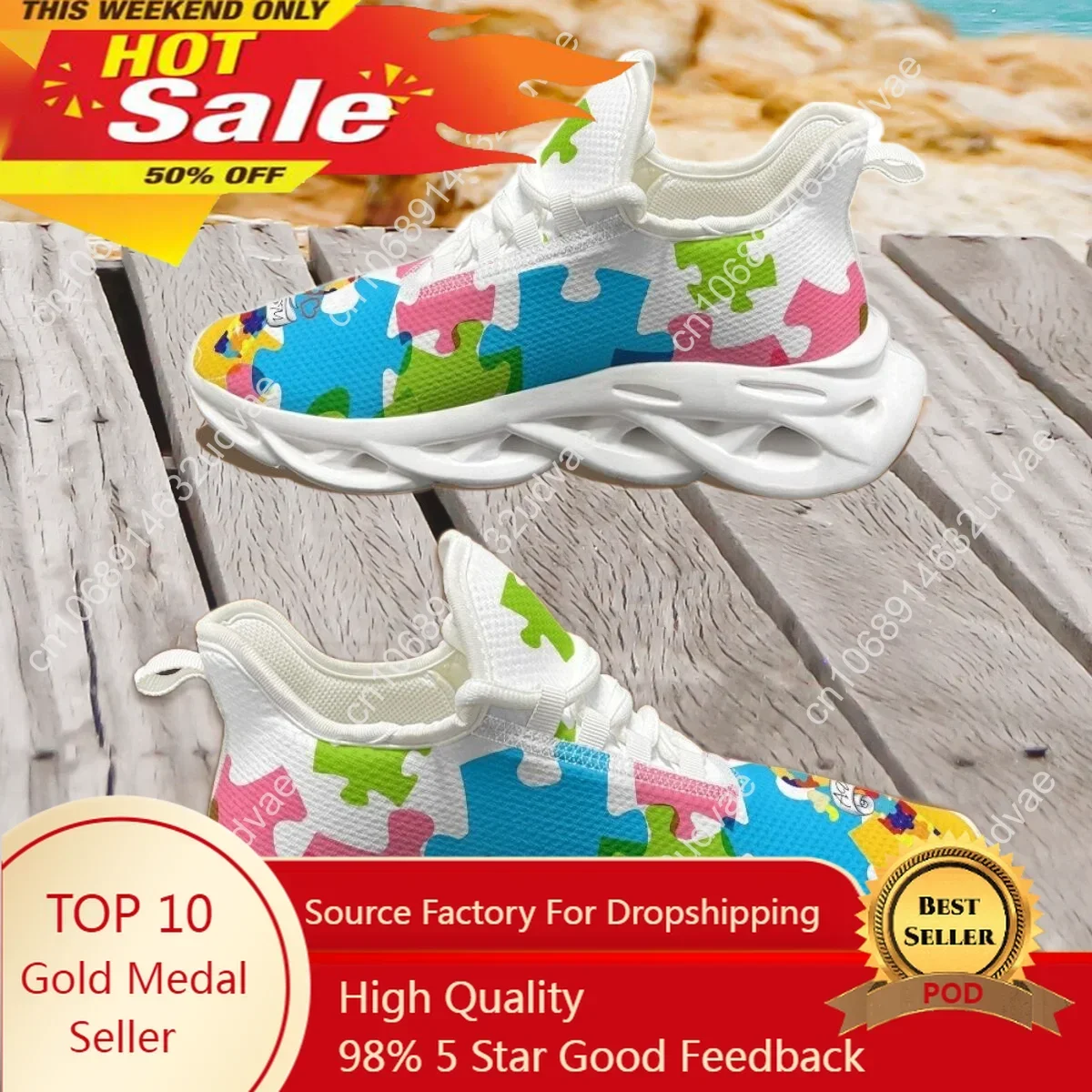 Running Shoes Women - Otizm Farkındalığı Spor Koşu Ayakkabısı Renkli