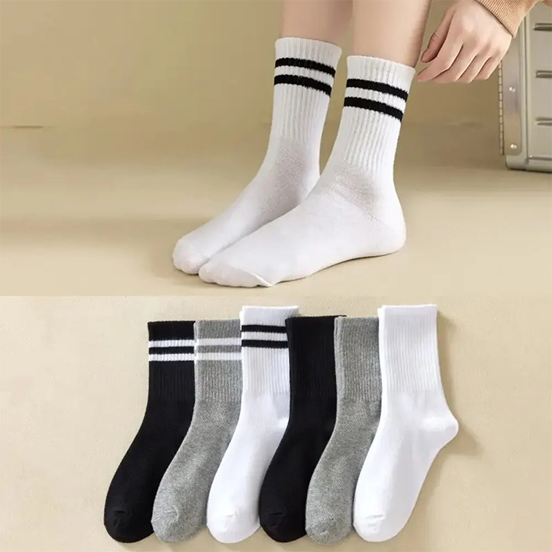 Sports Socks - 3/6 çift kadın spor katı çorap