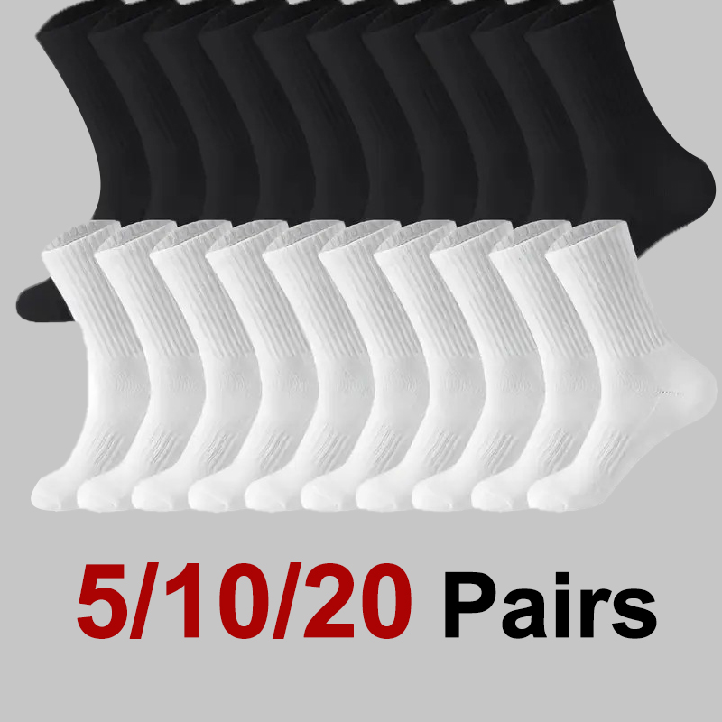 Sports Socks - 5/10/20 çift erkekler düz renk yuvarlak