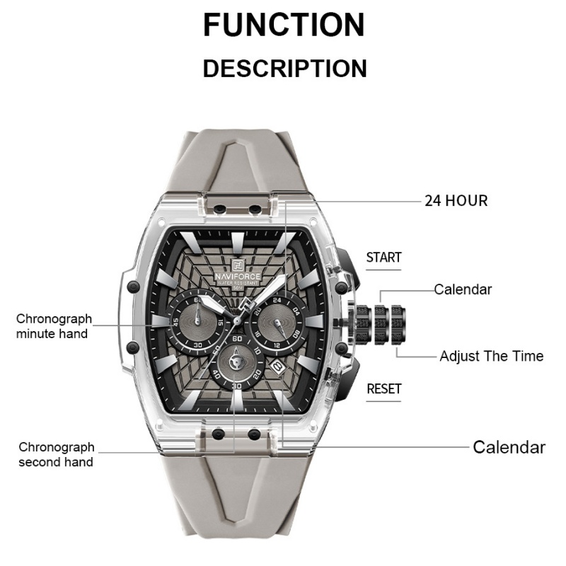 Running Watch - NAVIFORCE Erkek 5ATM Su Geçirmez Çok